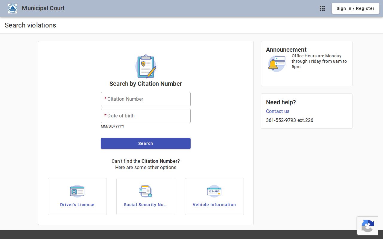 Port Lavaca municipal search interface for Calhoun County active warrant research